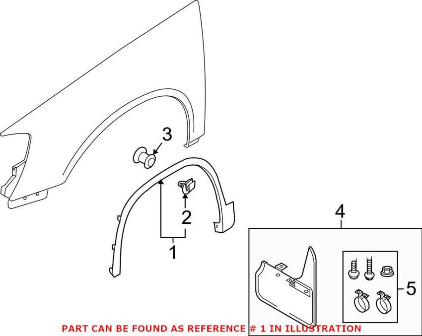 VW Fender Well Trim - Front Driver Sde (Satin Black) 5N0854731B9B9